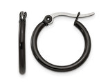 Stainless Steel Polished Black Plated Hoop Earrings (19mm)